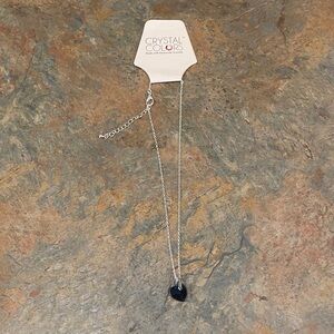 Silver Necklace with Black Heart Pendant NWT